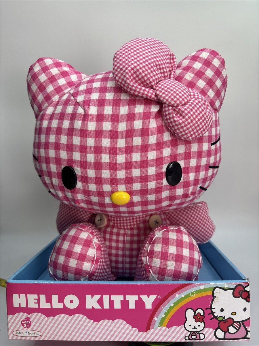 Jakks Hello Kitty Pink Gingham Plush, 12” Sanrio 2010 Stuffed