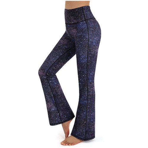 Damen Bootcut Yogahose hoher Bund Training Fitnessstudio Arbeit Bootleg ausgestellte Leggings - Bild 11 von 11