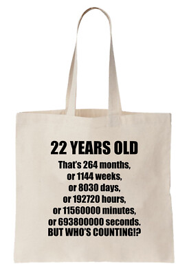 Lustige Tragetasche Shopper 22. Geburtstag Geschenk Clever Twenty Two 22 Sekunden cool alt