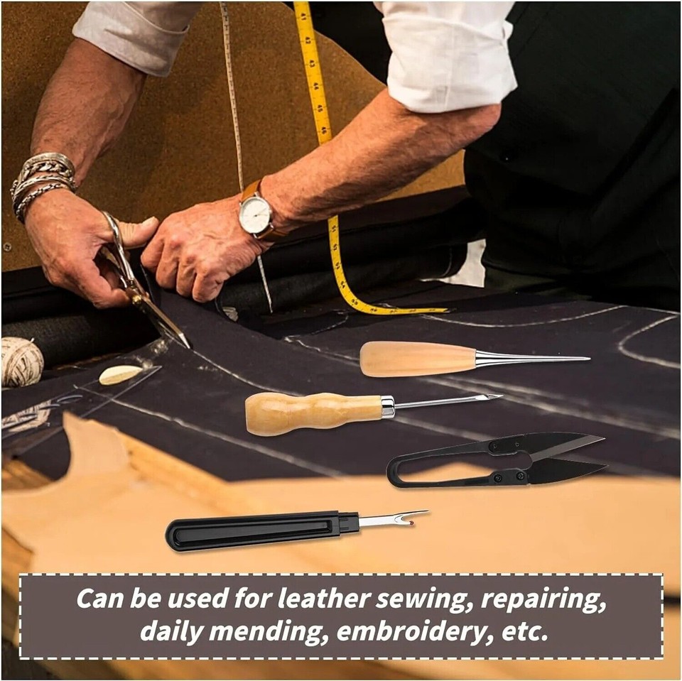 Sewing Kit Set Awl Leather Hand Stitcher Repair Set Heavy Duty Thread