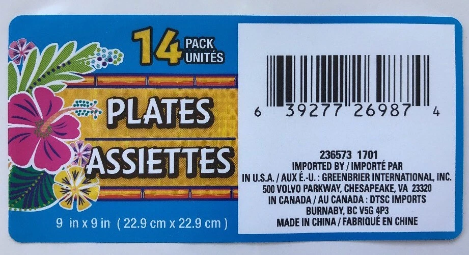 Flamingo Paper Dinner Plate Summer Graduation Birthday Party Wedding Tiki 14/pk - Image 3 of 4