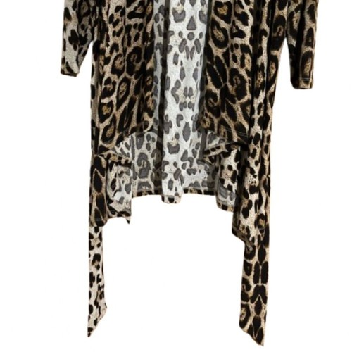 Carmen Marc Valvo Women’s Leopard Print Wrap Around Tunic Cardigan Sz-L - Picture 4 of 7