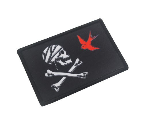 New Pirate Skull Jolly Roger Crossbones Red Bird Army Tactical Hook Loop Patch - Picture 3 of 4