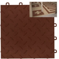 DIY Basement Floor Tiles Diamond Brown - Made In USA 