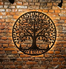 Tree Of Life Metal Plaque Black Hanging Garden Wall Art 4 Sizes & More Designs!