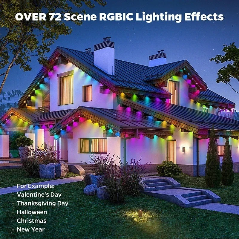 100FT 60 LED Permanent Outdoor Eaves LED Lights Waterproof RGB String Lights DIY - Image 4 of 4