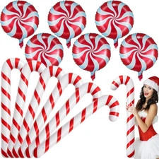 Leyndo 12 Pcs Inflatable Candy Canes for Christmas 35 inch Jumbo Santa Candy Can