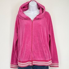 Juicy Couture Velour Zip Hoodie XL Pink Y2K Track Jacket coquette soft girl cozy