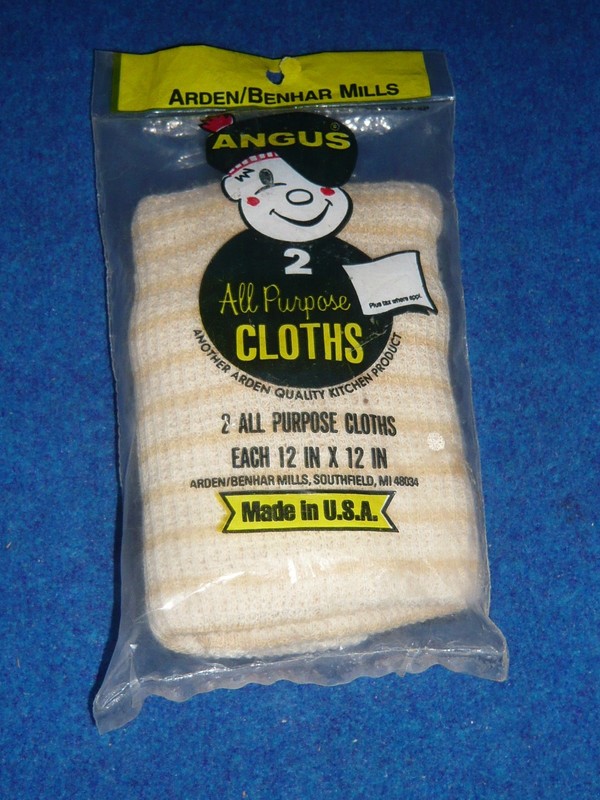 Vintage ANGUS All Purpose Cotton Cleaning Cloth Dish Rags Arden Benhar Mills USA