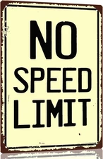 No Speed Limit Signs,Vintage Metal Wall Art Decor for Boys Room,Man Cave,Garage,