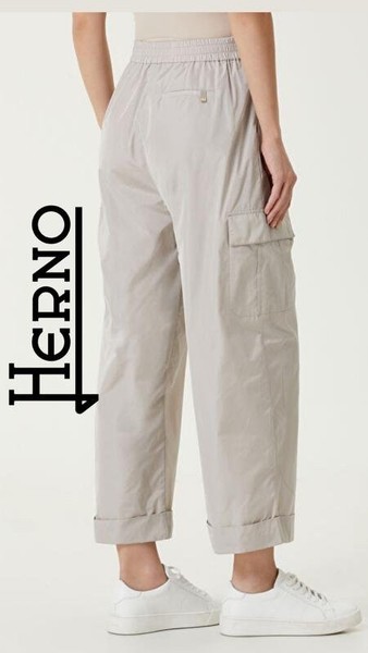 Women Herno Trousers Grey Polyester 42