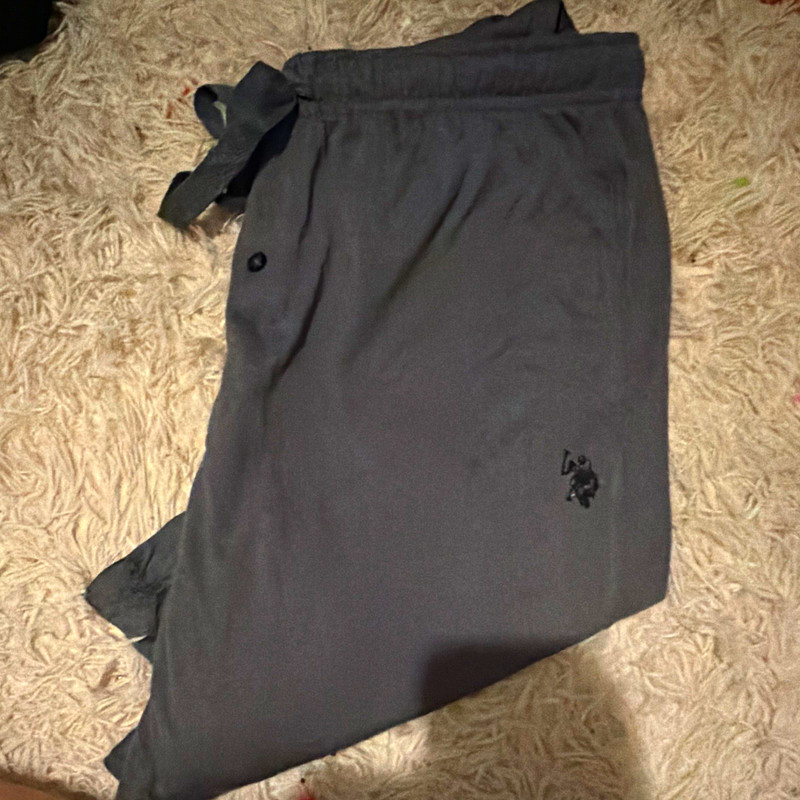 U.S. Polo Assn. Men's M Gray Solid Pajama Pants Drawstring Elastic Waist