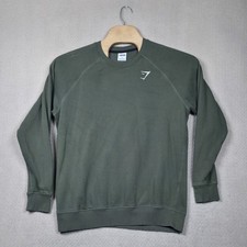 Gymshark Crest Crewneck Sweatshirt Men Large Green Pullover Gym Workout Athletic