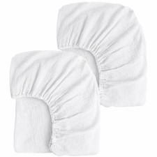 2 Pack White Muslin Mini Crib Sheets for Girl and Boy- Neutral Breathable Min...