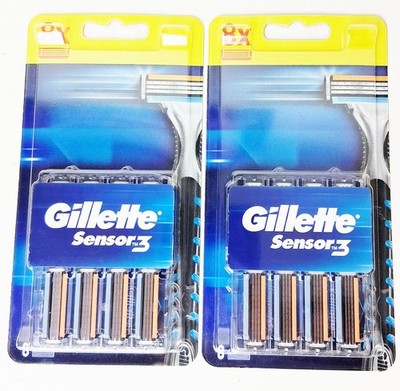 Gillette Sensor 3 Refill Razor Blade Cartridges Lot 2 Packs = 16 Razors SEALED