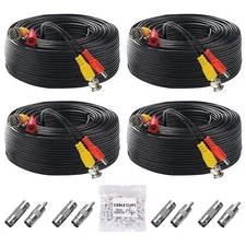 4 Pack 100ft/30M All-in-One Video Power Cables, BNC Extension Surveillance Ca...