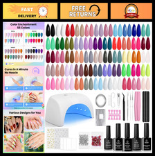 80Pcs Gel Nail Polish Kit with UV Light - 55 Colors, Base Top Coat, DIY Manicu