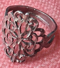 .925 Silver Tone Openwork Filigree Flower Ban...