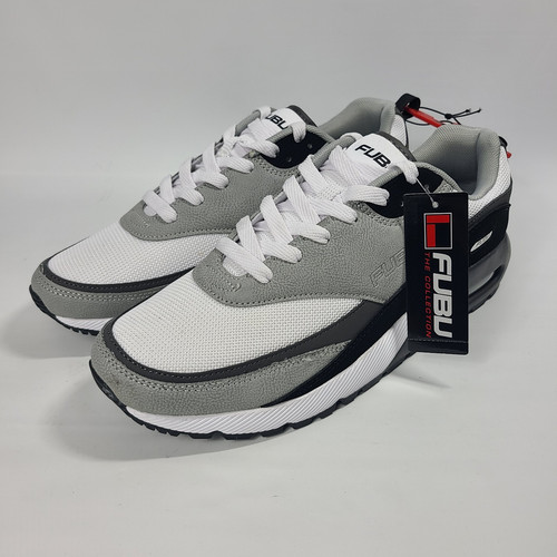 Fubu 02 Jogger Größe 11,5 Herren Basketball Niedrig Tennisschuhe Sneaker Grau Weiß - Bild 4 von 12