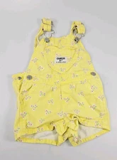 Oshkosh Yellow Floral Shortalls 12M Overalls Heart Pocket Ditzy Daisies Vestbak
