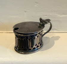 Sterling Silver Hallmarked Mustard Pot with Blue Liner CS&FS Birmingham 1900