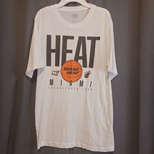 NBA Miami Heat T-Shirt White Graphic Tee Basketball Established 1988