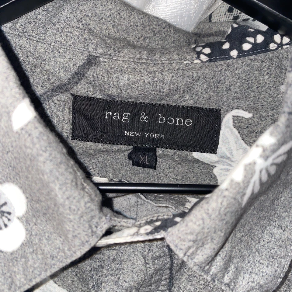 Rag And Bone Made In USA 100% Cotton 1/2 Button Floral Hawaiian Camp Shirt XL - Image 3 of 4