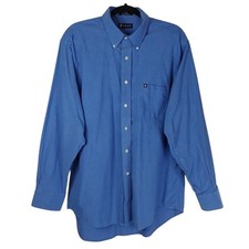 CHAPS Oxford Shirt Men's Sz XL 17-17 1/2 34/35 Blue Button Up Wrinkle-Free Prep