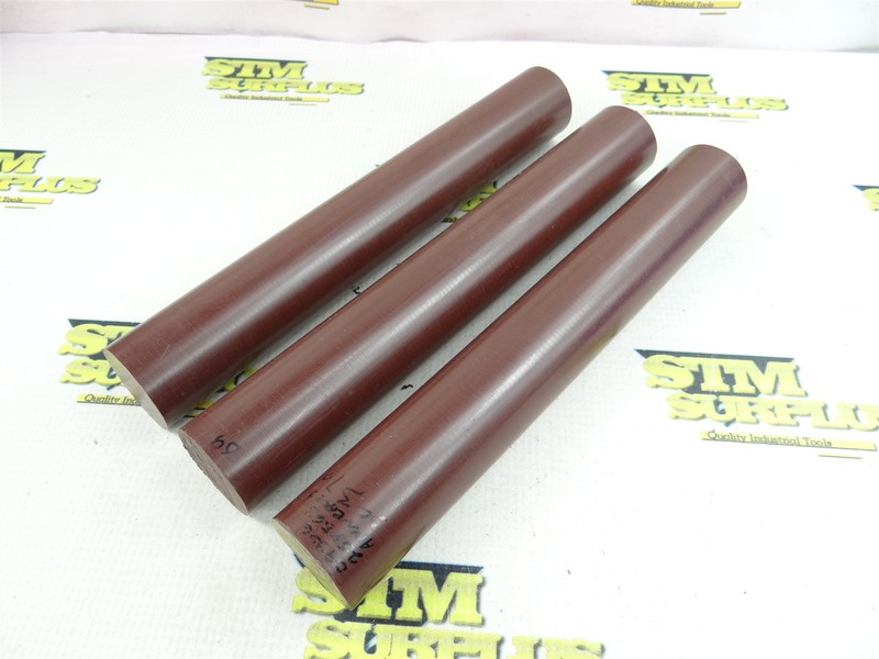 3PCS OF BROWN ACETAL MACHINABLE PLASTIC ROUND STOCK 1-1/2" X 10"