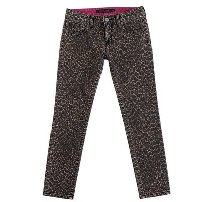 Genetic Denim Jeans Womens 25 Brown Leopard Print Karlie Skinny Crop Y2L Indie