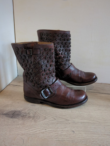 FRYE BOOTS MOTO JENNA- Size 4 UK- Great Boots- Leather- Brown- Quality - Picture 1 of 12