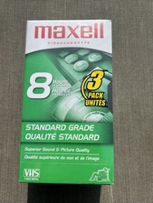 3 Maxell Video Cassettes 8 Hour T-160 VHS VCR Tapes NEW SEALED N.O.S