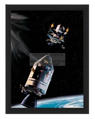 APOLLO CSM MODULE AND LUNAR MODULE ILLUSTRATION 1969 8X10 FRAMED PHOTO