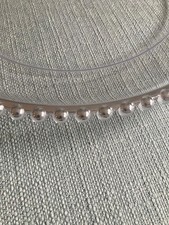6 x Acrylic Clear Charger Plates with Silver Beaded Rims - 13" (33cm) Diameter