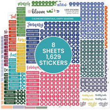 Colorful Calendar Planner Stickers - 8 Sheets, 1629 Total Stickers
