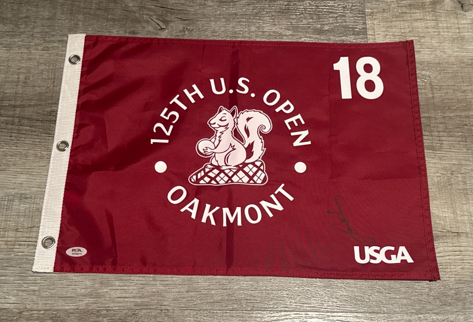 Jordan Spieth Autographed Signed 2025 125th US OPEN Golf Pin Flag Oakmont PSA 