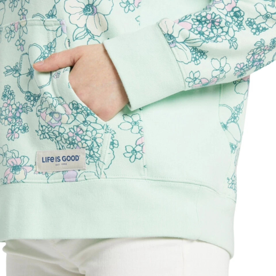 Life Is Good Floral Garden Pattern Simply True Fleece Hoodie Women's Sweatshirt, - Image 4 of 4