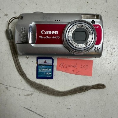 Canon PowerShot A470 Red Silver 7.1MP 2.5'' LCD 3.4x Optical Zoom Digital Camera