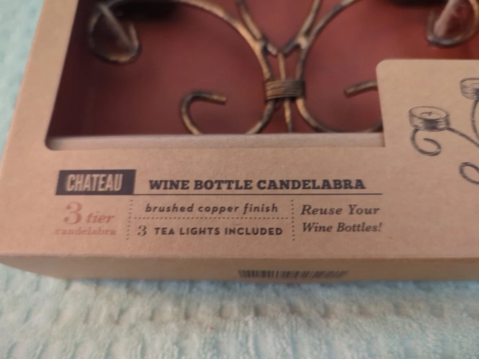 +NUEVO EN CAJA Candelabro Acabado COBRE Cepillado Cubierta de Botella de Vino con 3 Luces de Té+ Foto 4 de 4