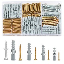 228-Piece Assorted Screw & Wall Plug Fixings Set for Masonry & Plasterboard