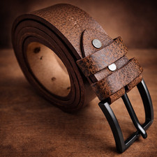 40mm Original Cow Leather Belt Brown Distressed Men's Casual Jeans Holster Belt