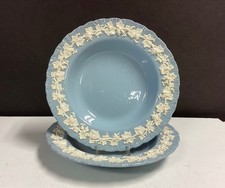 Wedgwood Queensware ~ Cream on Lavender-Shell Edge ~ 2 Rimmed Soup Bowls  Ex.