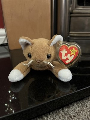 Brandneu mit Etikett Ty Beanie Baby Plüsch Nip the Cat im Ruhestand neu mit Etikett PVC-Pellets