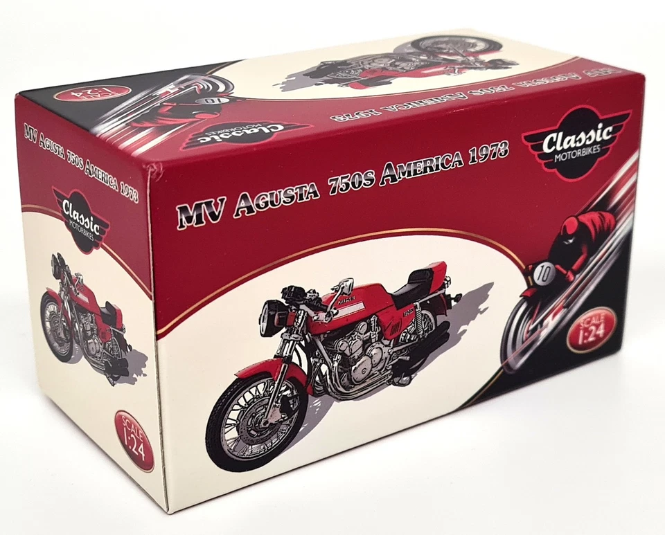 Atlas 1/24 MV Agusta 750S America 1973 Red + Plinth 9CM Scale Model Motorbike - Image 2 of 4
