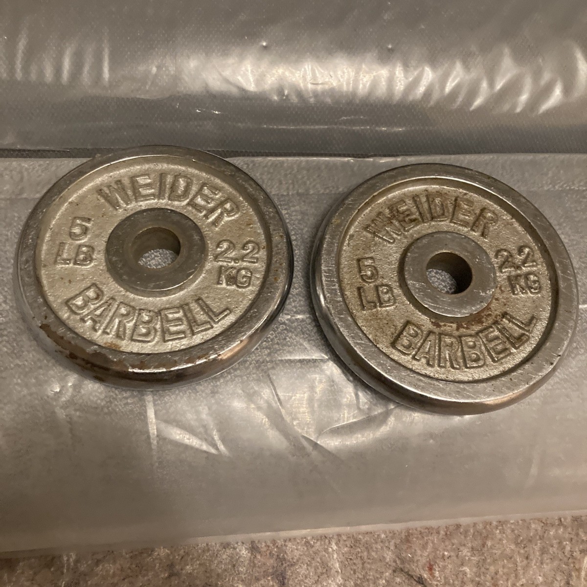 TWO Vintage Weider 5lb Each barbell Plates