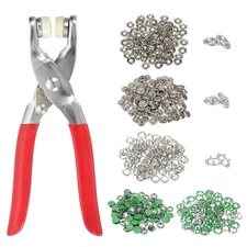 200Set Metal Snap Button Kit 9.5mm Hollow & Solid Prong Snap Button Tool Green