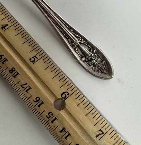 1 Salad Fork Wallace Silver Hollywood Silverplate Pierced Floral Dessert 110577 - Picture 7 of 7