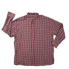 Chaps Ralph Lauren Vintage Button up Shirt Mens XL Burgundy Red Plaid Preppy 90s