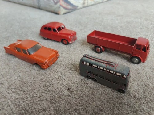 4x Vintage Diecast – Dinky & Lesney Trolleybus – Restoration / Repair Lot