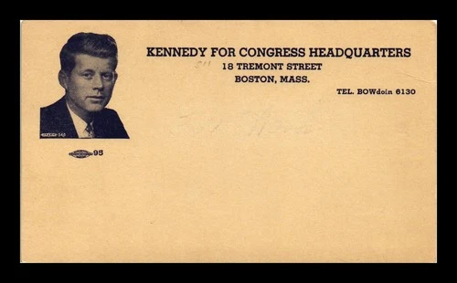 US POSTAL CARD KENNEDY FOR CONGRESS HEADQUARTERS BOSTON POLITICAL UNUSED